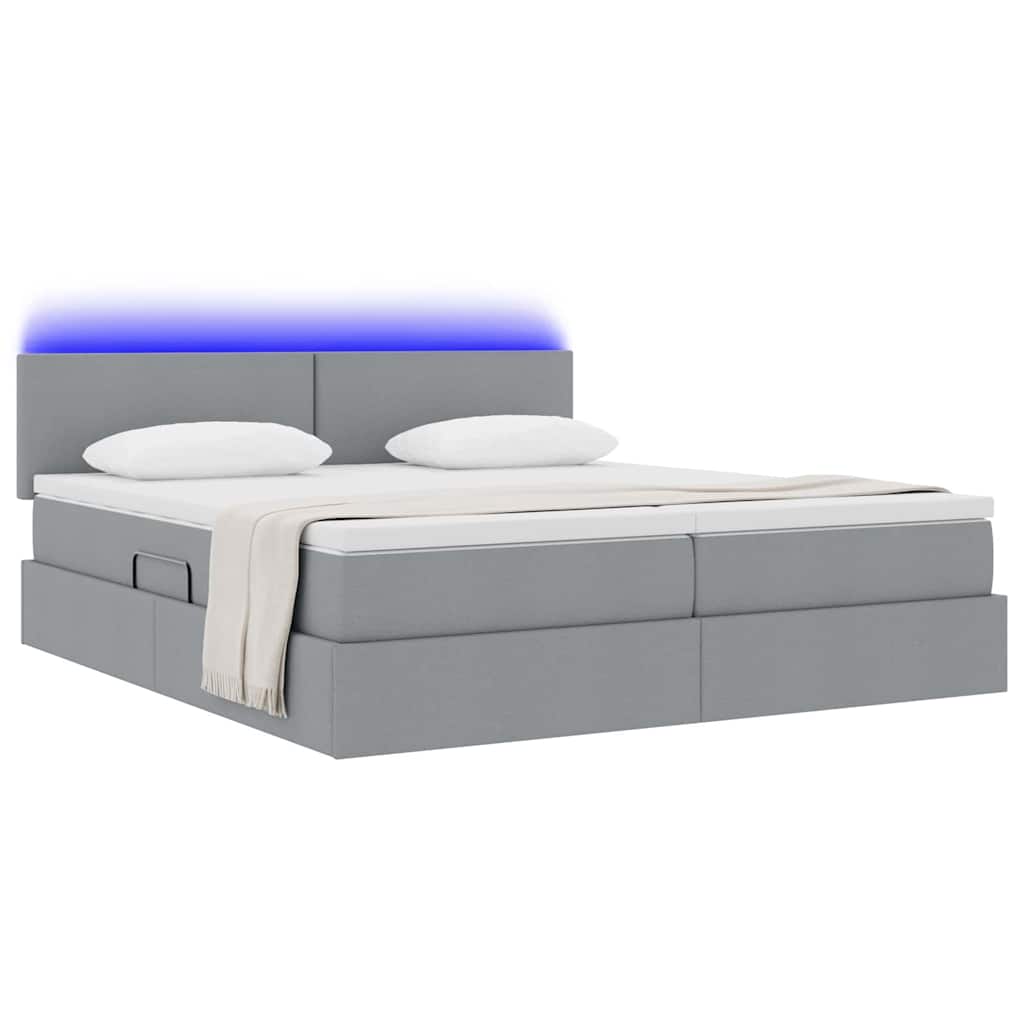 Letto con testiera Grigio chiaro 180 x 200 cm Tessuto
