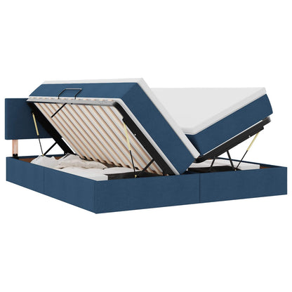 Letto con luci a strisce a LED Blu 200 x 200 cm Tessuto