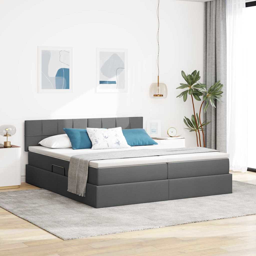 Letto con testiera Grigio scuro 180 x 200 cm Tessuto