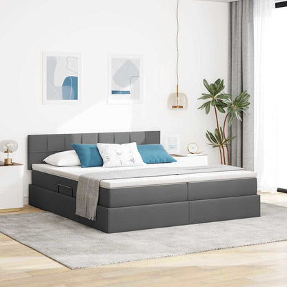 Letto con testiera Grigio scuro 180 x 200 cm Tessuto