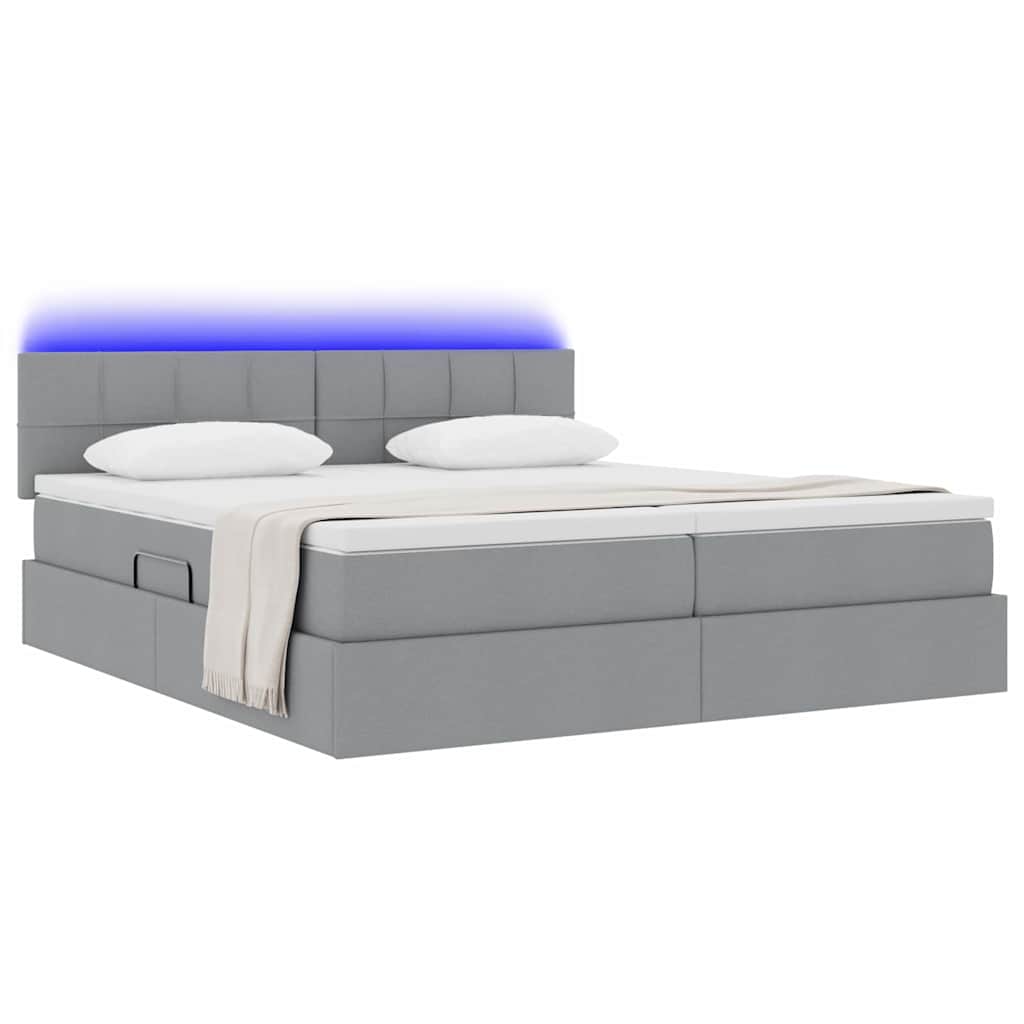 Letto con testiera Grigio chiaro 200 x 200 cm Tessuto
