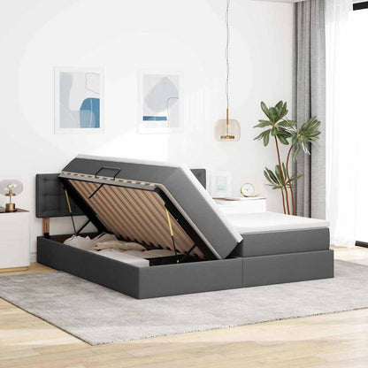 Letto con testiera Grigio scuro 180 x 200 cm Tessuto