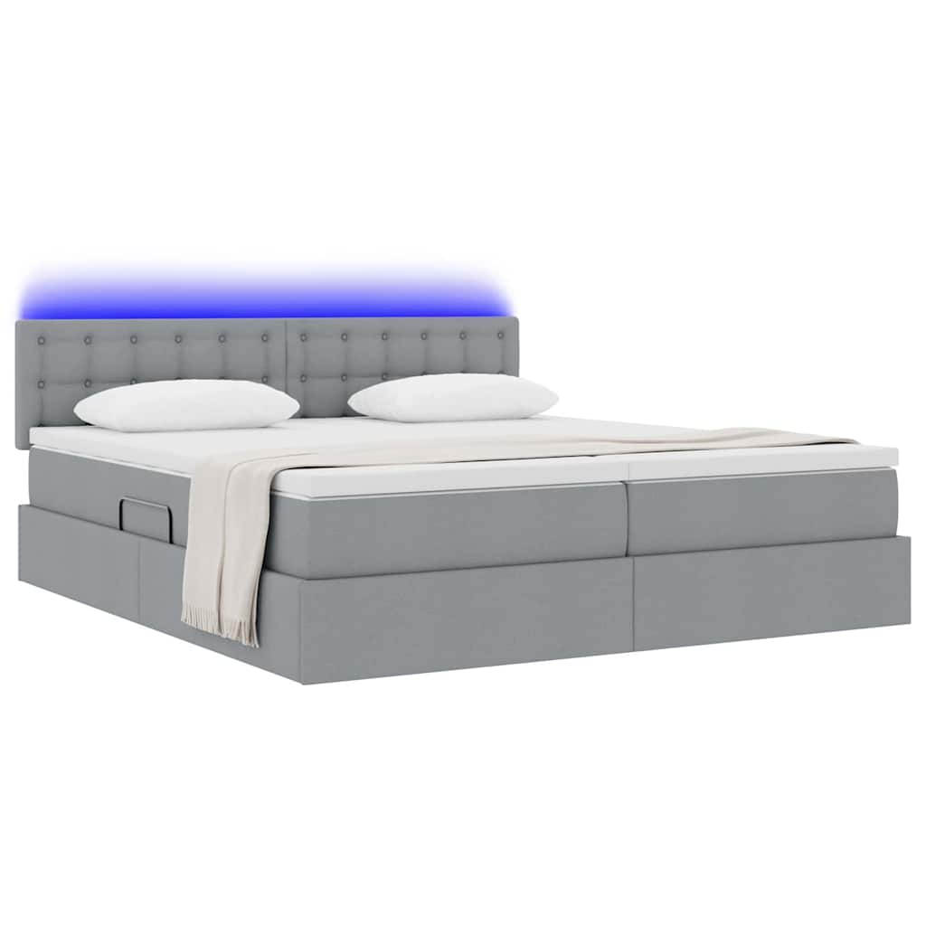 Letto con testiera Grigio chiaro 200 x 200 cm Tessuto