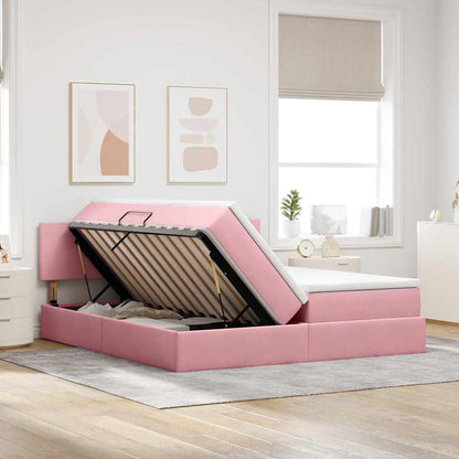 Letto con luci a strisce a LED Rosa 180 x 200 cm Velluto