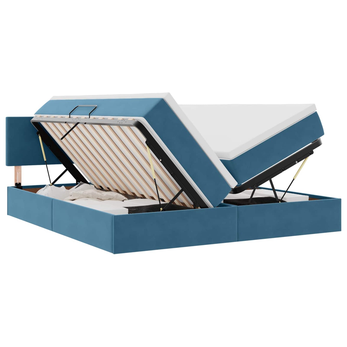 Letto con luci a strisce a LED Blu Scuro 200 x 200 cm Velluto
