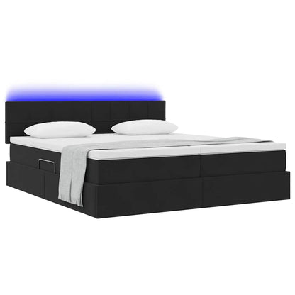 Letto con luci a strisce a LED Nero 180 x 200 cm Velluto