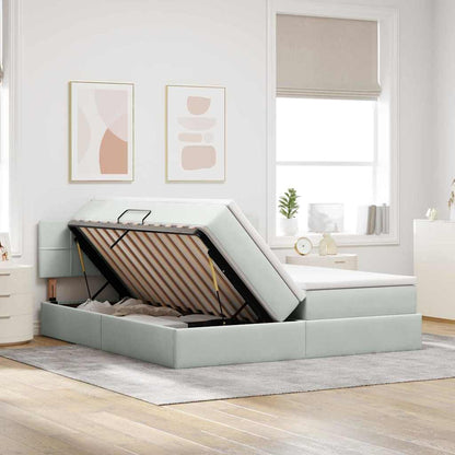 Letto con testiera Grigio chiaro 200 x 200 cm Velluto