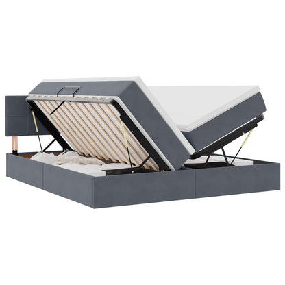 Letto con testiera Grigio scuro 200 x 200 cm Velluto