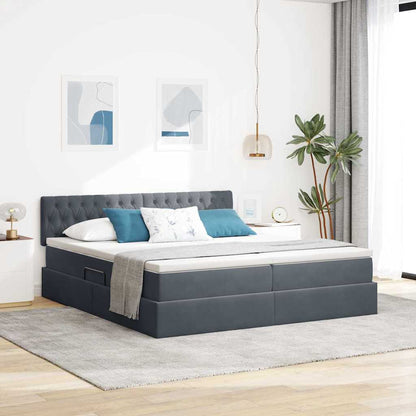 Letto con testiera Grigio scuro 180 x 200 cm Velluto