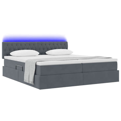 Letto con testiera Grigio scuro 200 x 200 cm Velluto