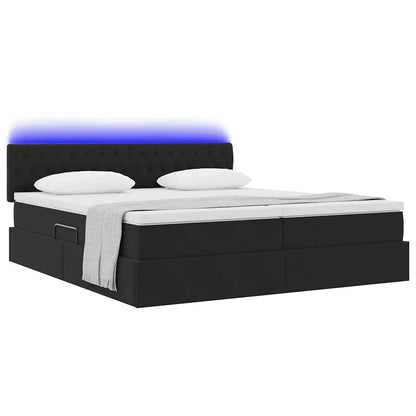 Letto con luci a strisce a LED Nero 200 x 200 cm Velluto