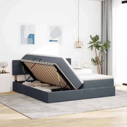 Letto con testiera Grigio scuro 180 x 200 cm Velluto