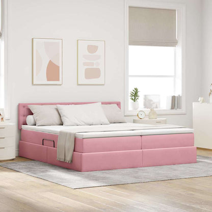 Letto con luci a strisce a LED Rosa 180 x 200 cm Velluto