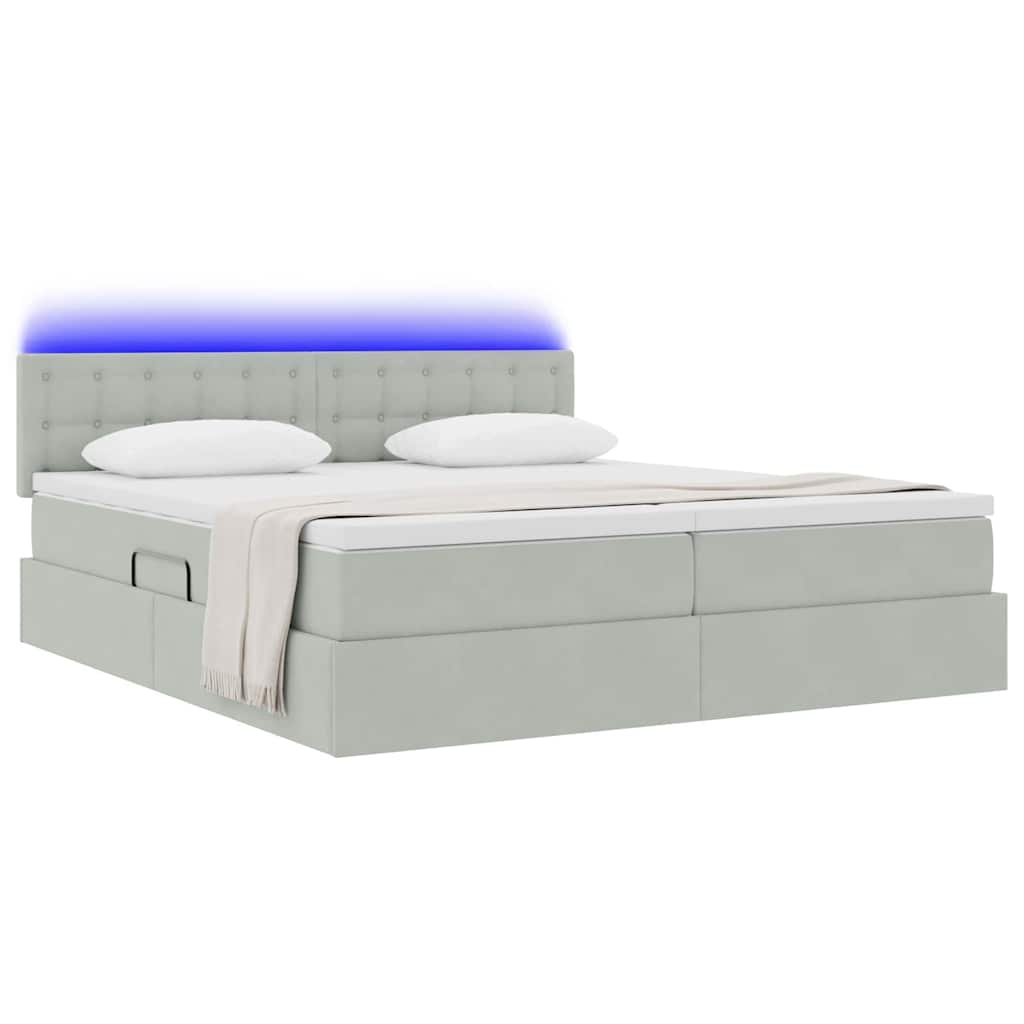 Letto con testiera Grigio chiaro 200 x 200 cm Velluto