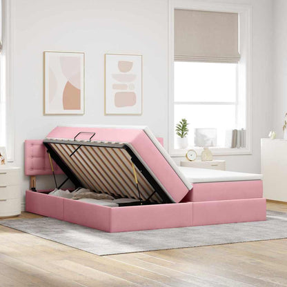 Letto con luci a strisce a LED Rosa 200 x 200 cm Velluto