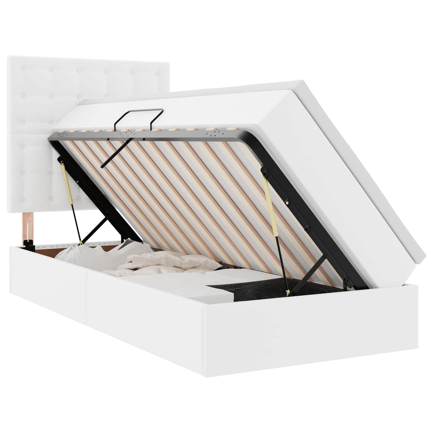 Letto con Contenitore Bianco Puro 90 x 190 cm Pelle Sintetica