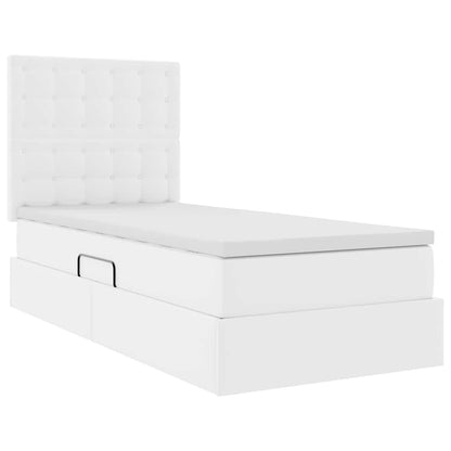 Letto con Contenitore Bianco Puro 90 x 190 cm Pelle Sintetica