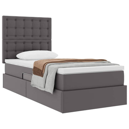 Letto con Contenitore Grigio 90 x 190 cm Pelle Sintetica