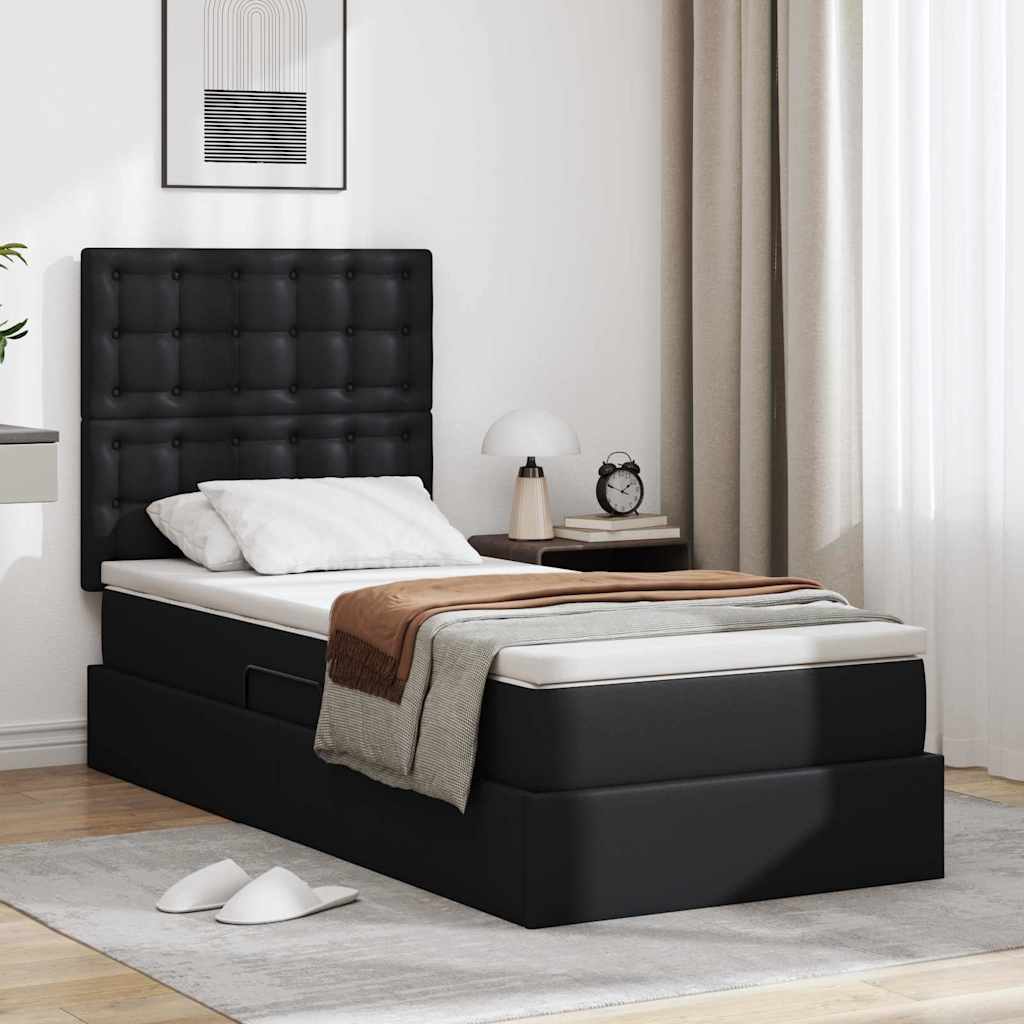 Letto con Contenitore Nero 90 x 200 cm Pelle Sintetica