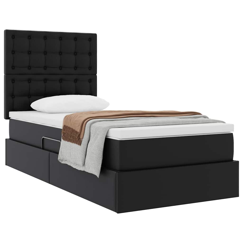 Letto con Contenitore Nero 90 x 200 cm Pelle Sintetica