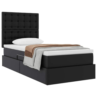 Letto con Contenitore Nero 90 x 200 cm Pelle Sintetica