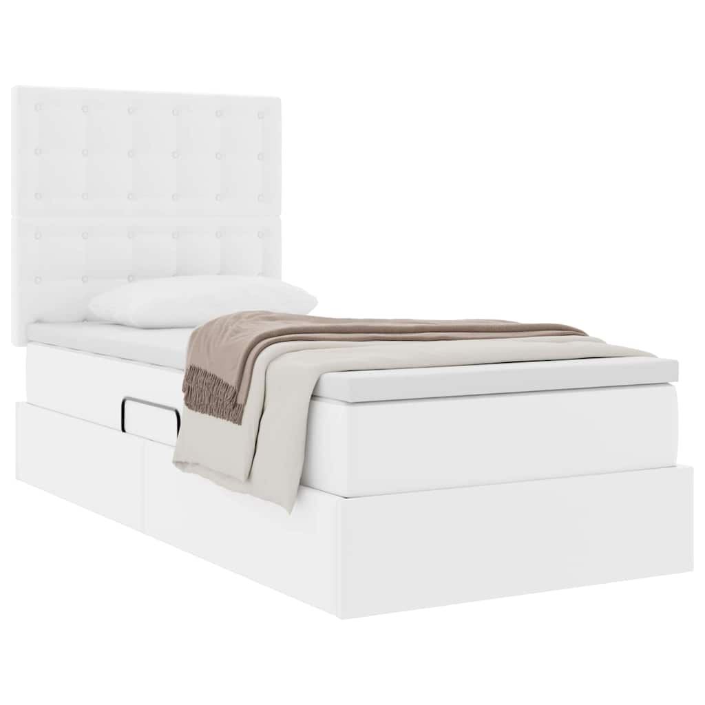 Letto con Contenitore Bianco Puro 90 x 200 cm Pelle Sintetica