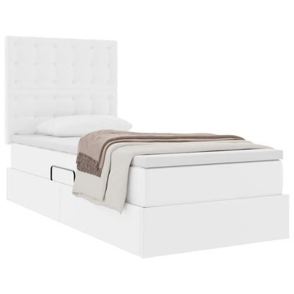 Letto con Contenitore Bianco Puro 90 x 200 cm Pelle Sintetica