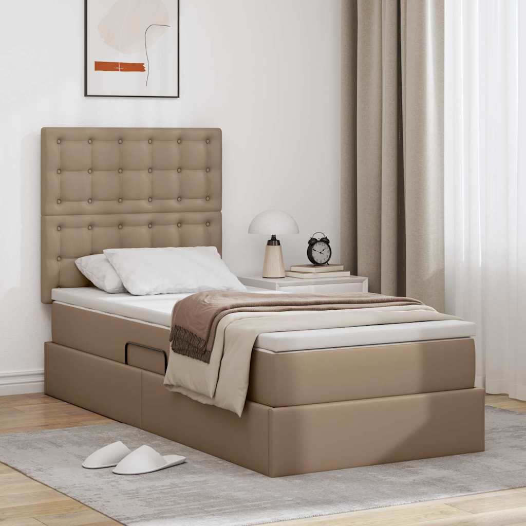 Letto con Contenitore Cappuccino 90 x 200 cm Pelle Sintetica