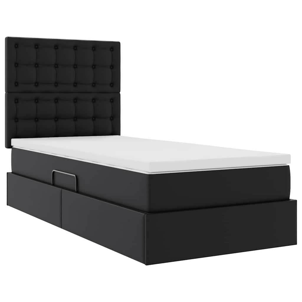 Letto con Contenitore Nero 100 x 200 cm Pelle Sintetica