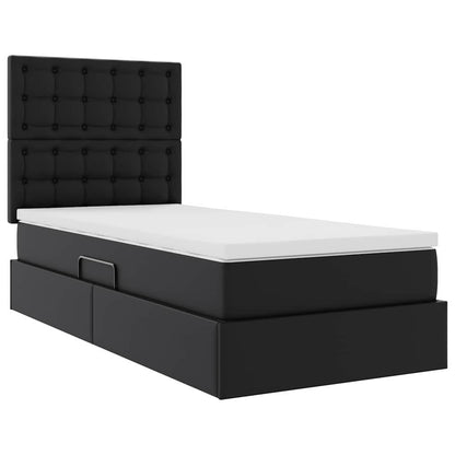 Letto con Contenitore Nero 100 x 200 cm Pelle Sintetica