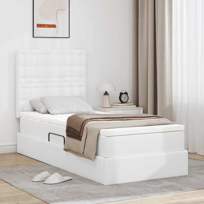 Letto con Contenitore Bianco Puro 100 x 200 cm Pelle Sintetica