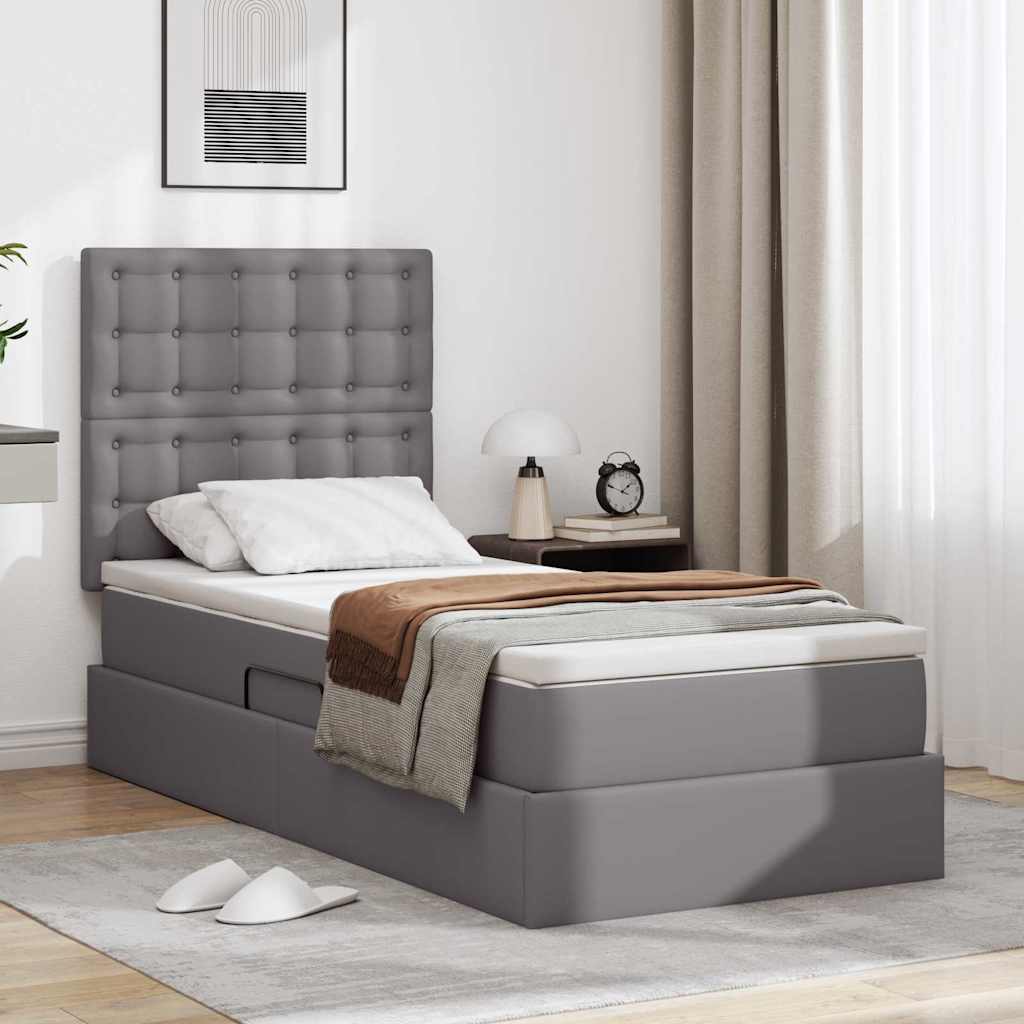 Letto con Contenitore Grigio 100 x 200 cm Pelle Sintetica