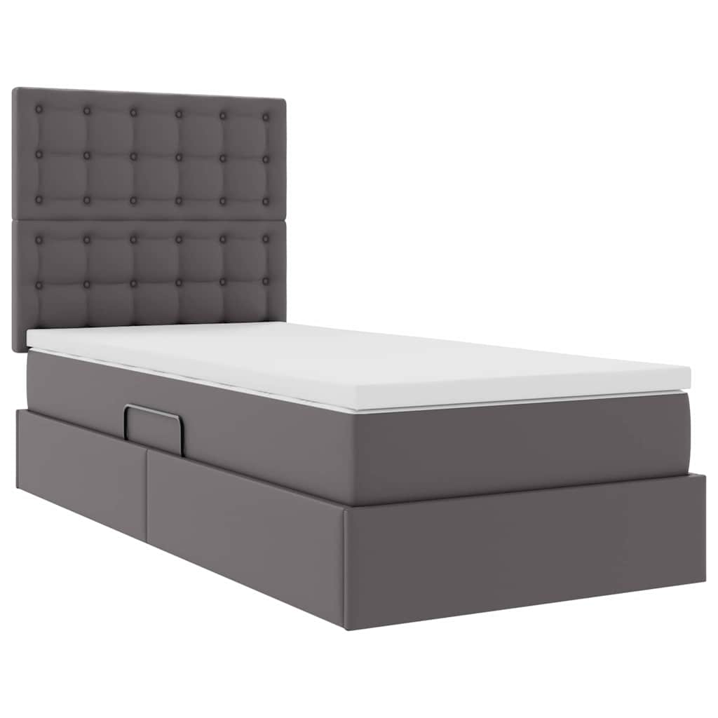 Letto con Contenitore Grigio 100 x 200 cm Pelle Sintetica