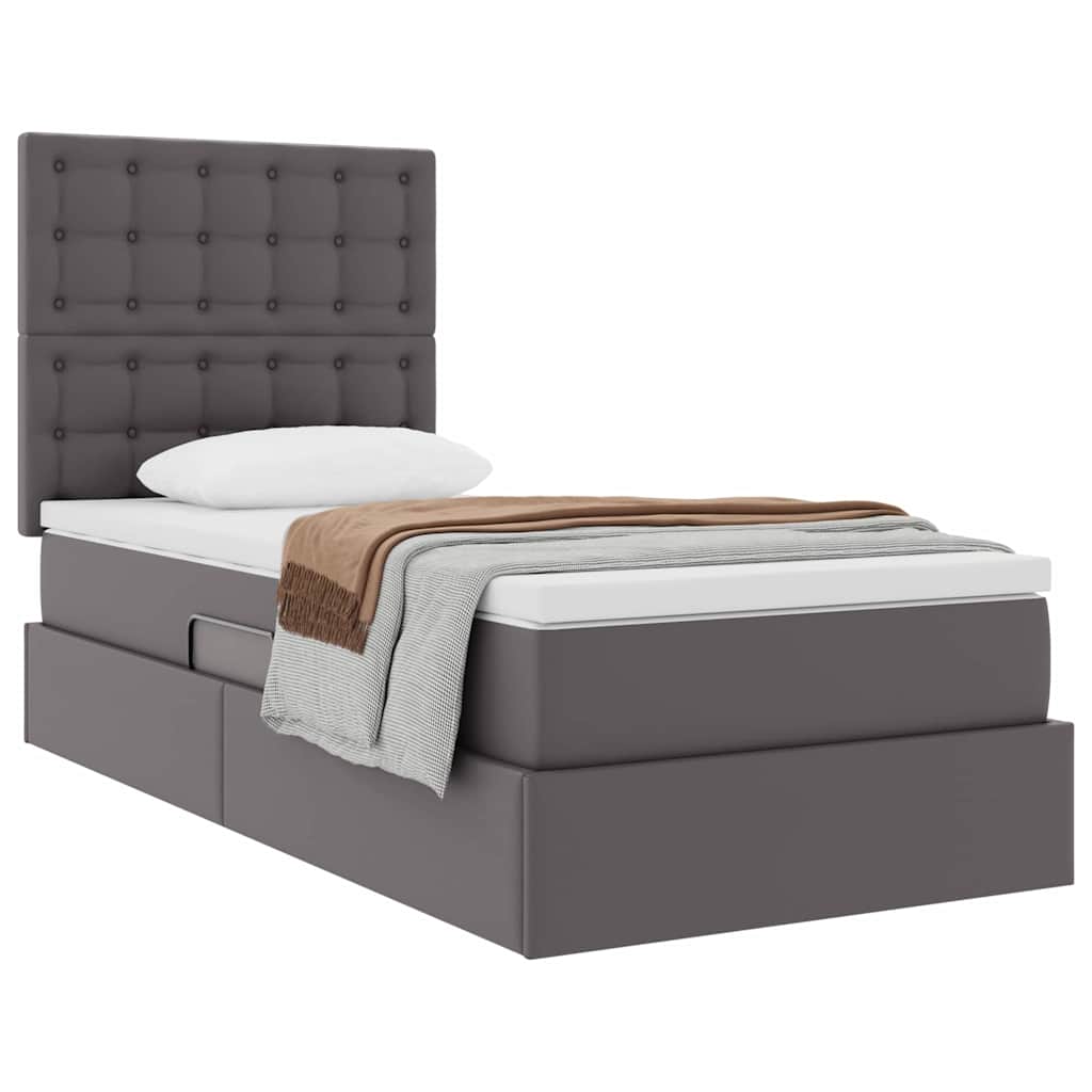 Letto con Contenitore Grigio 100 x 200 cm Pelle Sintetica