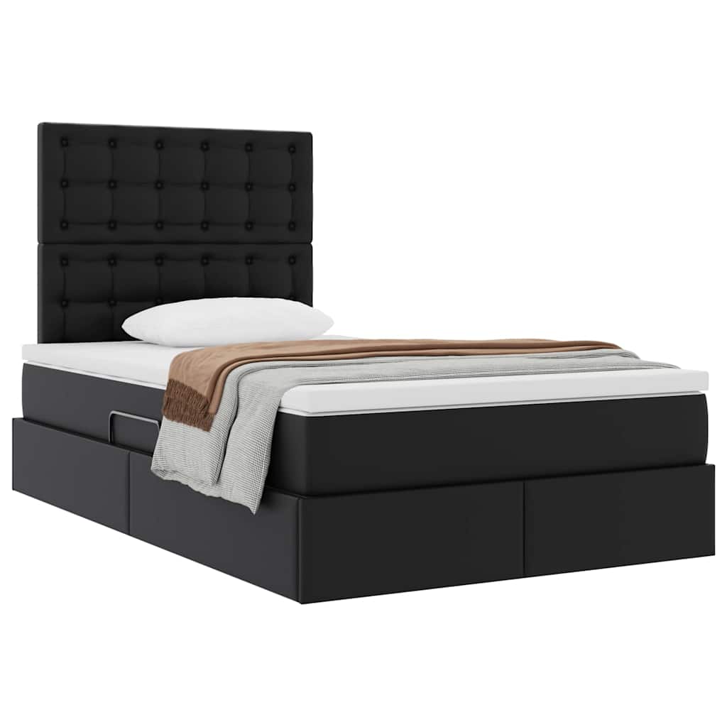 Letto con Contenitore Nero 120 x 190 cm Pelle Sintetica