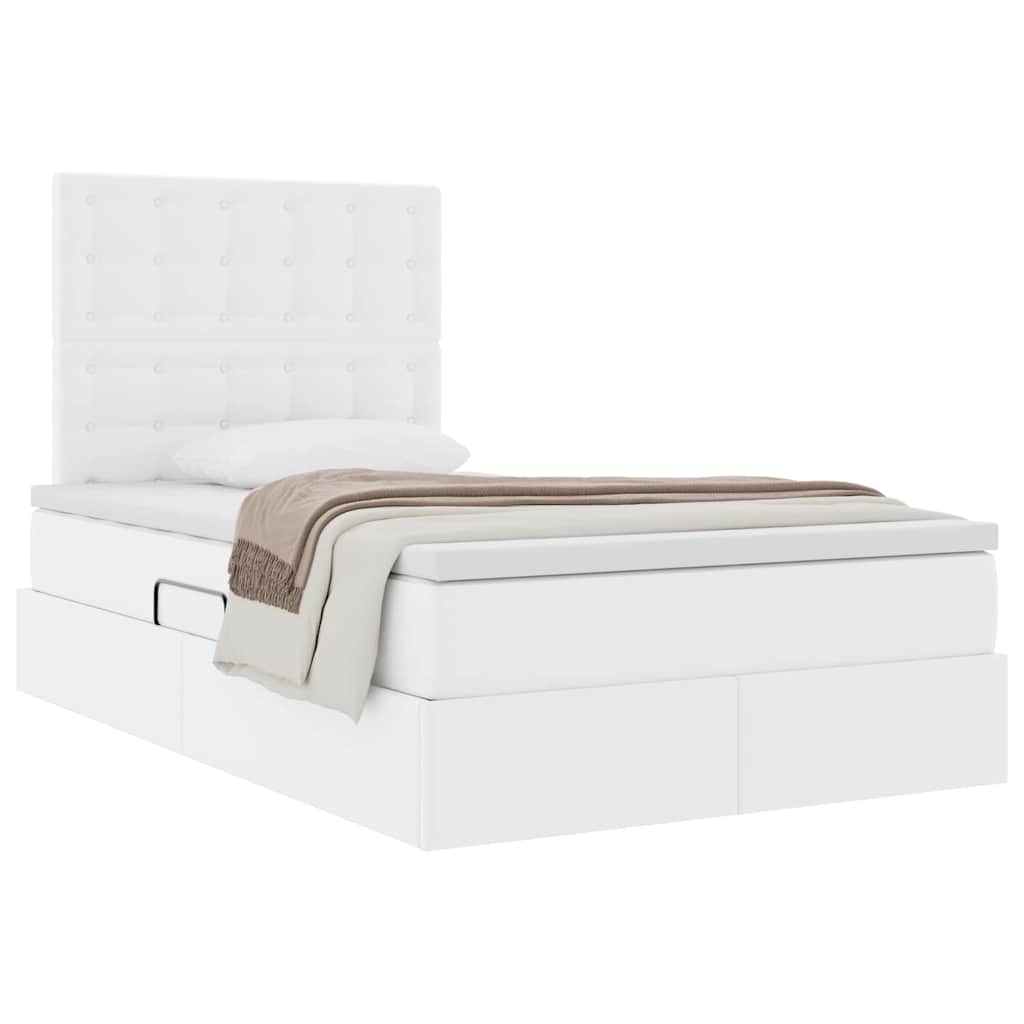Letto con Contenitore Bianco 120 x 190 cm Pelle Sintetica