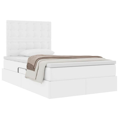 Letto con Contenitore Bianco 120 x 190 cm Pelle Sintetica