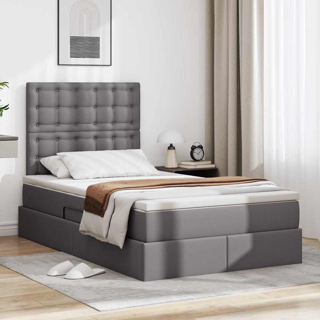 Letto con Contenitore Grigio 120 x 200 cm Pelle Sintetica