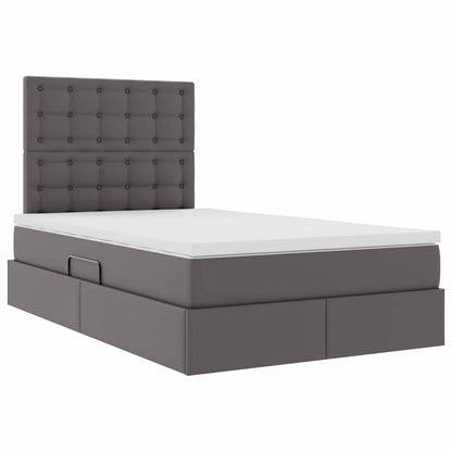 Letto con Contenitore Grigio 120 x 200 cm Pelle Sintetica