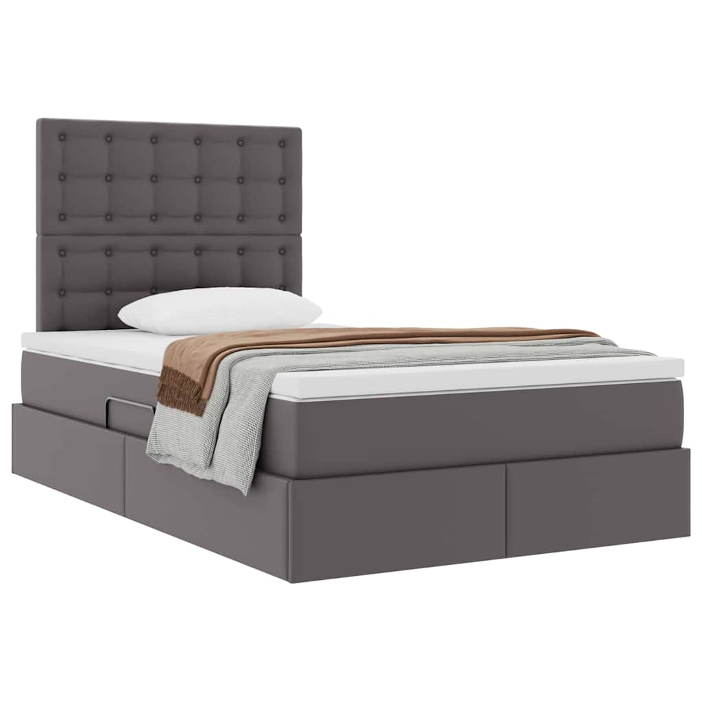 Letto con Contenitore Grigio 120 x 200 cm Pelle Sintetica