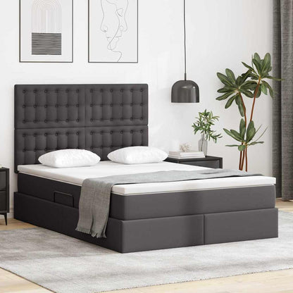 Letto con Contenitore Grigio 140 x 190 cm Pelle Sintetica