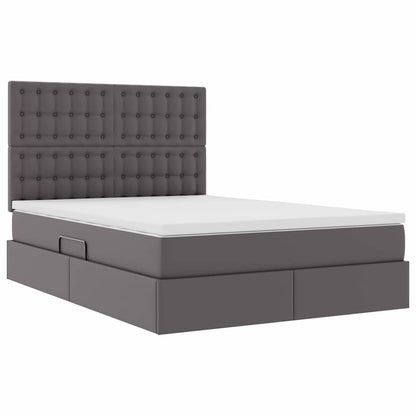 Letto con Contenitore Grigio 140 x 190 cm Pelle Sintetica