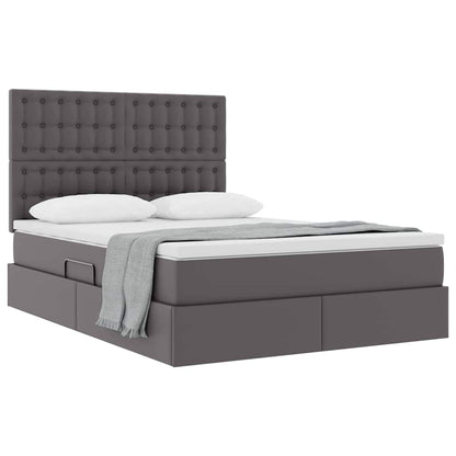 Letto con Contenitore Grigio 140 x 190 cm Pelle Sintetica
