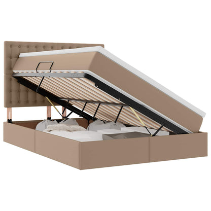 Letto con Contenitore Cappuccino 140 x 190 cm Pelle Sintetica