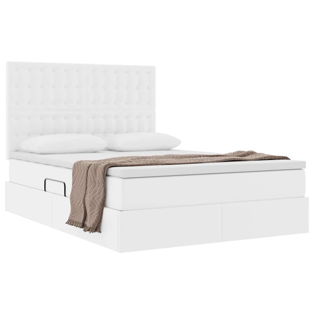 Letto con Contenitore Bianco Puro 140 x 200 cm Pelle Sintetica