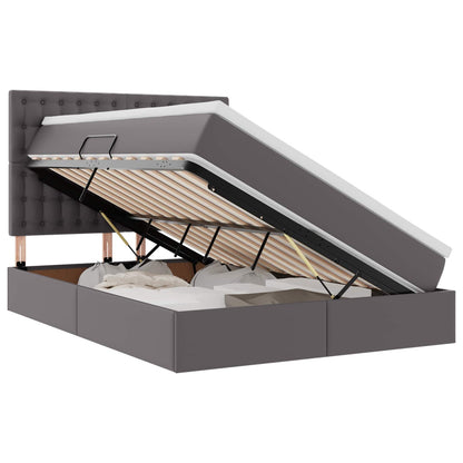 Letto con Contenitore Grigio 140 x 200 cm Pelle Sintetica