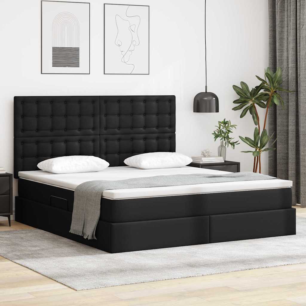 Letto con Contenitore Nero 160 x 200 cm Pelle Sintetica