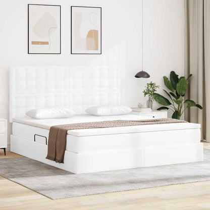 Letto con Contenitore Bianco Puro 160 x 200 cm Pelle Sintetica