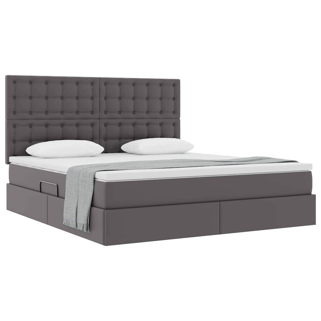 Letto con Contenitore Grigio 160 x 200 cm Pelle Sintetica