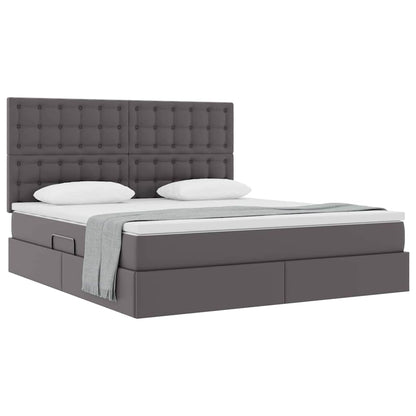 Letto con Contenitore Grigio 160 x 200 cm Pelle Sintetica